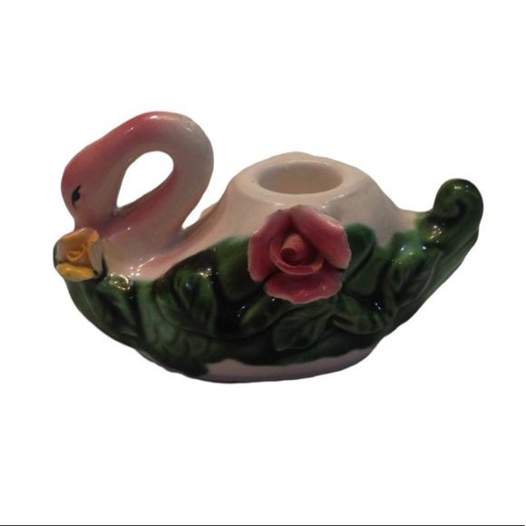 Vintage Ceramic Swan Trinket Or Candle Holder - Picture 2 of 5